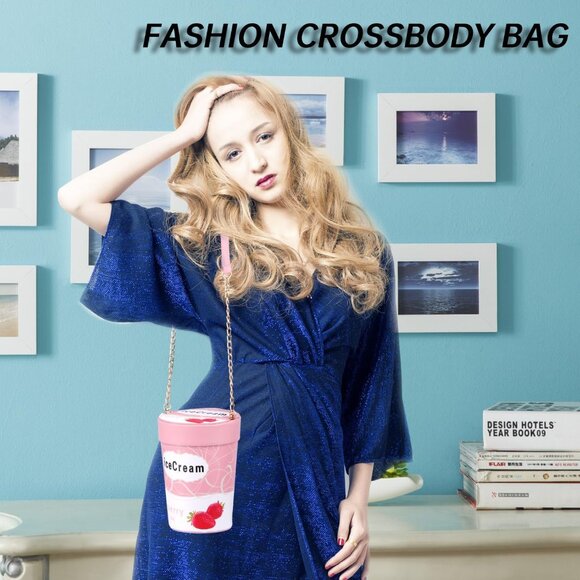 Women's PU Leather Crossbody Bag Cute Cute Bucket Purse with Adjustable Strap - Picture 7 of 7